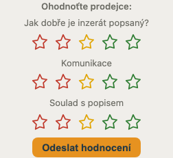 Hodnocení prodejce po dokončeném obchodu